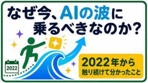 時代の波に乗れているかどうかで、同じ実力でも結果は大きく変わります。2022年に画像生成AIを触り始め、今は物販のリサーチや商品ページ、さらにはアプリ作りにまでAIを使っている経験から、AIの波に乗る人と乗り遅れる人の違いを、活版印刷の歴史も手がかりにやさしく解説します。